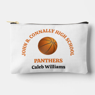 Pochette À Accessoires Joueur de basket-ball personnalisé au lycée orange