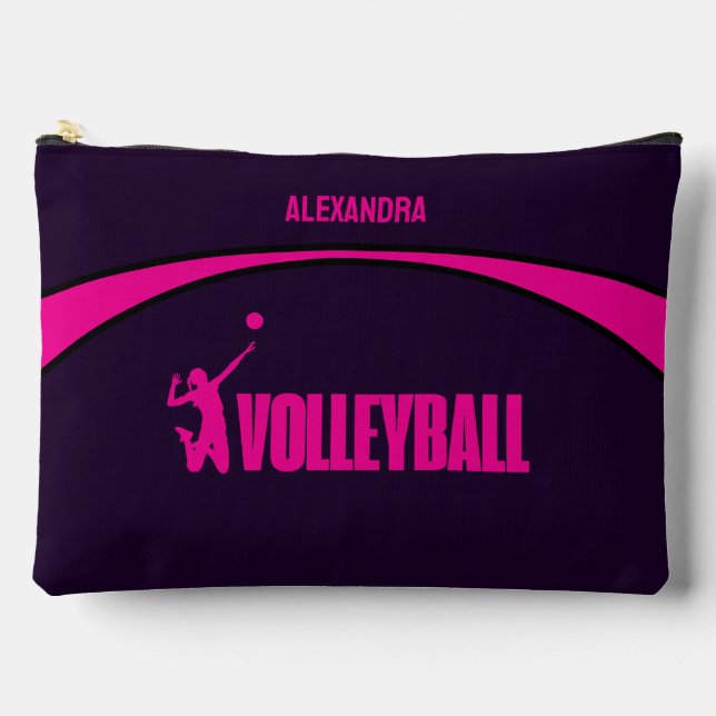 Pochette À Accessoires Joueuse de volley-ball, équipe, fille d'anniversai (Recto)
