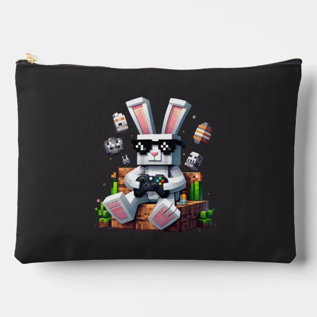 Pochette À Accessoires Joyeux Jour de Pâques Joueur Vidéo Oeuf Lapin Jour (Recto)