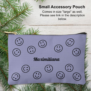 Pochette À Accessoires Joyeux visages noir sur purple-petite poche d'acce