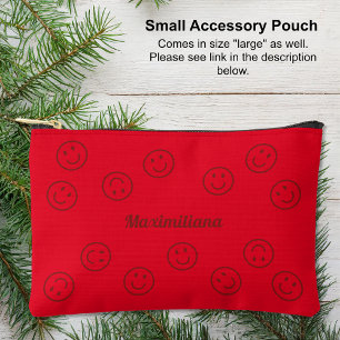 Pochette À Accessoires Joyeux visages rouge sur la petite poche d'accesso
