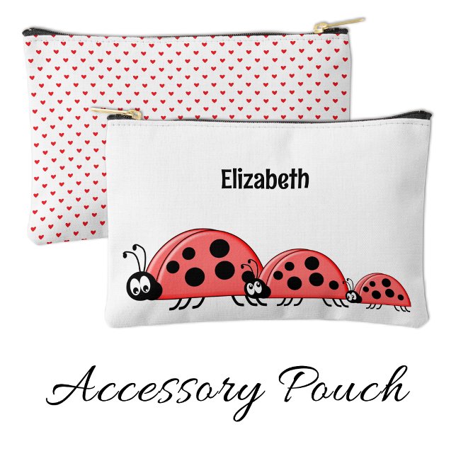 Pochette À Accessoires Kids cute ladybugs add a name red white (Créateur téléchargé)