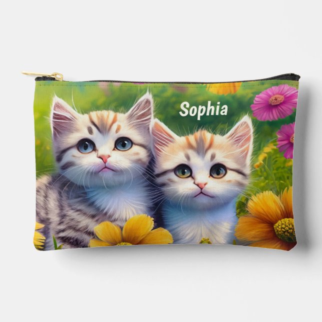 Pochette À Accessoires Kitten Cute Animaux Nom Personnalisé (Recto)