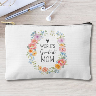 Pochette À Accessoires La plus grande maman du monde Fleurs colorées Fête