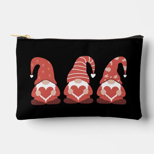 Pochette À Accessoires La Saint-Valentin Trois Adorables Gnomes Tenant un (Recto)