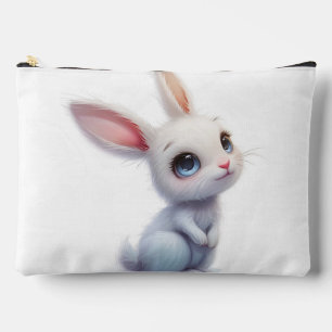 Pochette À Accessoires Lapin Blanc Mignon aux Grands Yeux Bleus