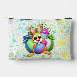 Pochette À Accessoires Lapin drôle mordant un œuf de Pâques
