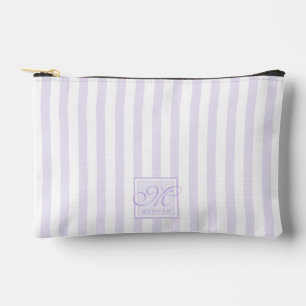 Pochette À Accessoires Lavande mignonne et bandes blanches - Monogramme