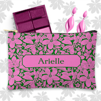 Pochette À Accessoires Lavender Tropical Floral on Green