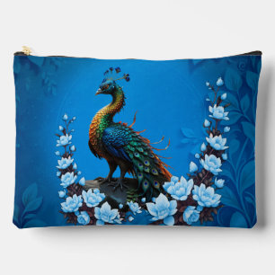 Pochette À Accessoires Le paon majestueux : Un jeu de couleurs dans la na