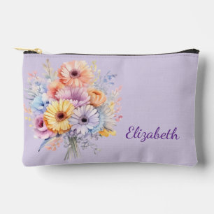 Pochette À Accessoires Les fleurs de gerbera ajoutent du violet au nom