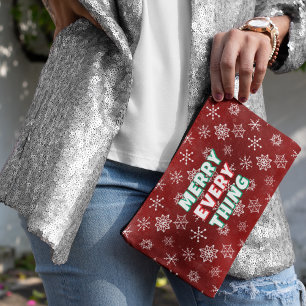 Pochette À Accessoires Les flocons rouges et blancs Joyeux chaque chose
