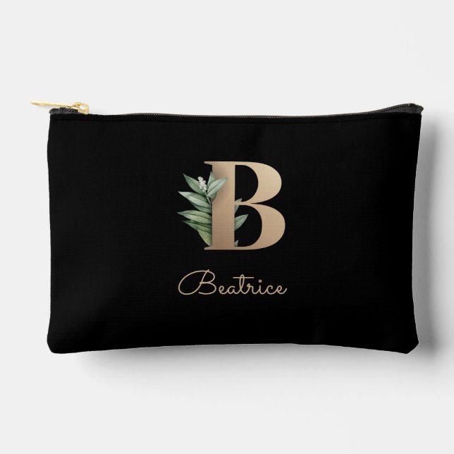 Pochette À Accessoires LETTRE D'OR MONOGRAPHIQUE BOtanique Élégante B (Recto)