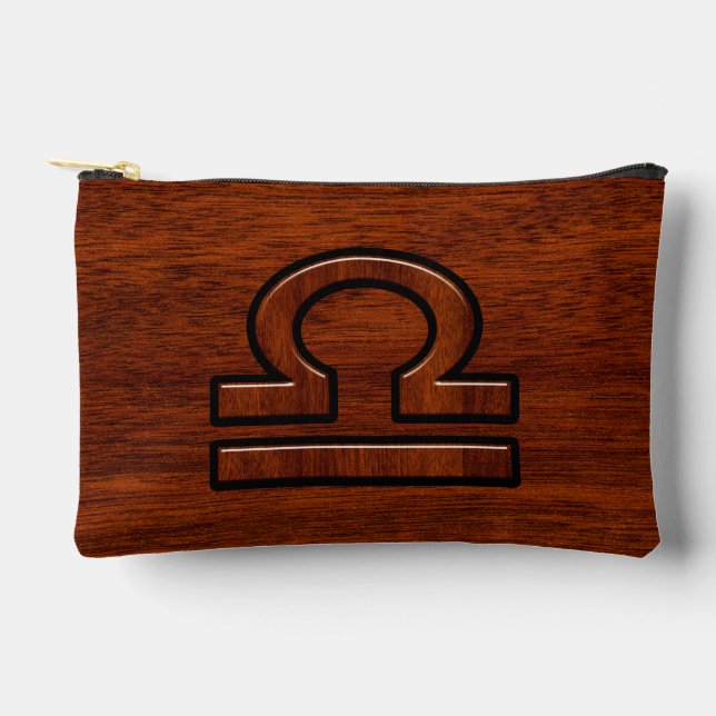 Pochette À Accessoires Libra Zodiac Sign on Mahogany Brown Style (Recto)