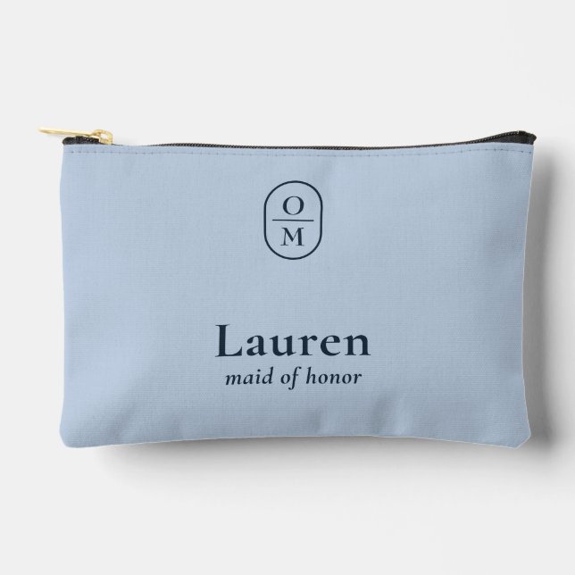 Pochette À Accessoires Light Blue | Wedding Monogram Bridesmaid Gift  (Recto)