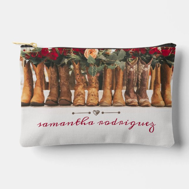 Pochette À Accessoires Ligne de bottes avec Roses (Recto)