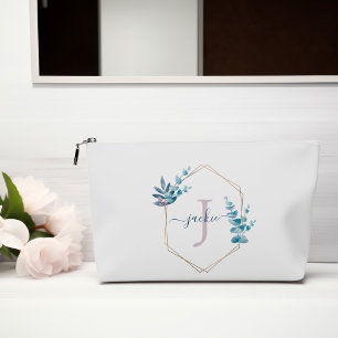 Pochette À Accessoires Lilac Aquarelle Eucalyptus Cadre Monogramme