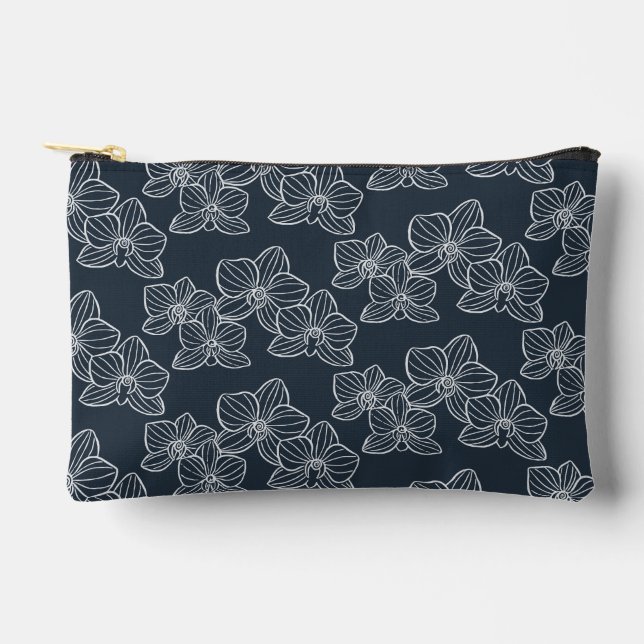 Pochette À Accessoires Linear Orchid | Floral Dark Navy (Recto)