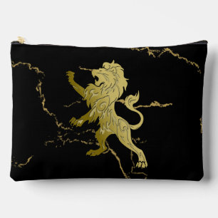 Pochette À Accessoires Lion Royal Doré Marbre Noir