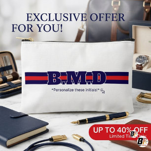 Pochette À Accessoires L'Ivy League personnalisé Monogramme Navy & Rouge