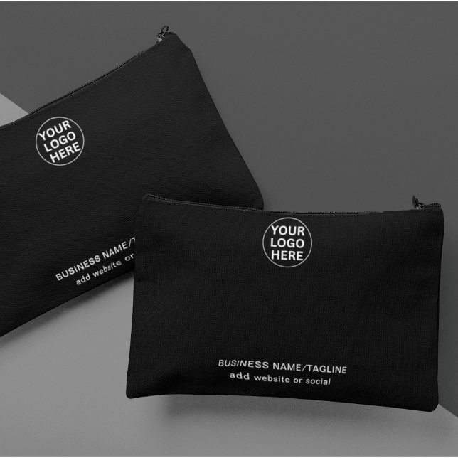 Pochette À Accessoires Logo d'affaires noir et blanc élégant Promotionnel (Créateur téléchargé)