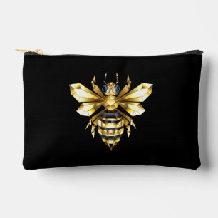 Pochette À Accessoires Logo Faux Gold Foil Bee Polygonal sur Noir