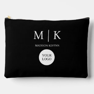 Pochette À Accessoires Logo noir et blanc minimaliste et élégant