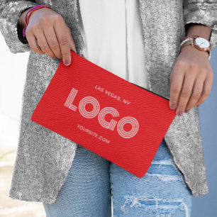 Pochette À Accessoires Logo rectangulaire moderne rouge et blanc