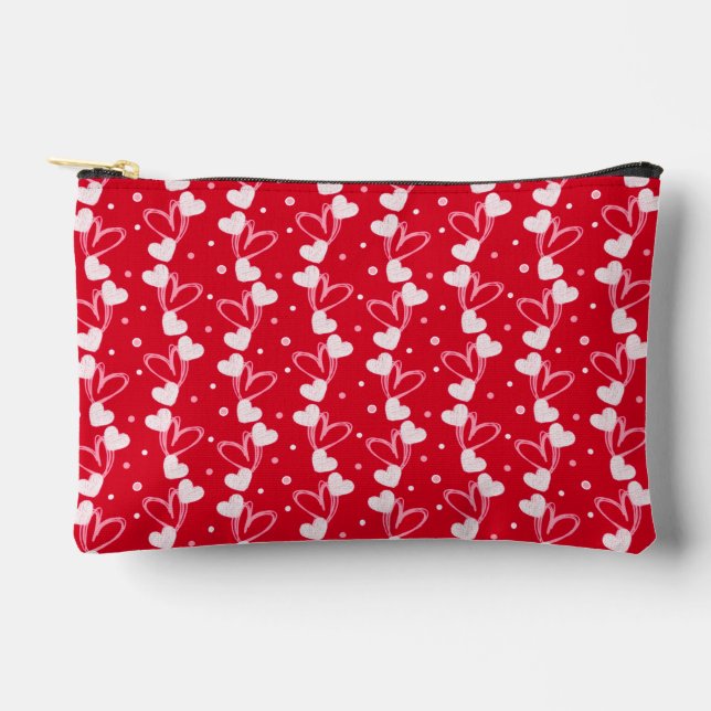 Pochette À Accessoires Love Hearts Doddles, Red, Accessory Pouch (Recto)