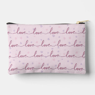 Pochette À Accessoires LOVE word On Pink Heart Arrière - plan