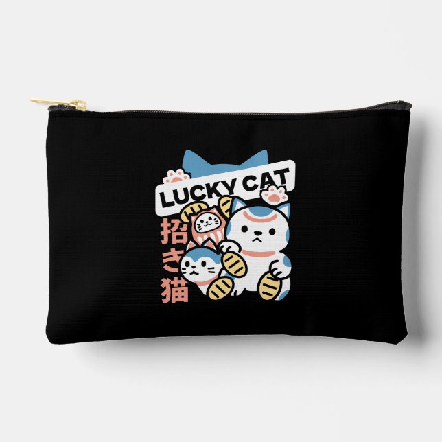 Pochette À Accessoires Lucky Cat Art – Maneki Neko with Gold Coin (Recto)