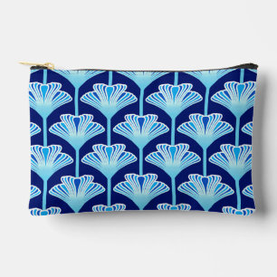 Pochette À Accessoires Lys Art Déco, Bleu Cobalt, Aqua et Blanc