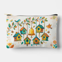 maisons miniatures colorées suspendues à une délic