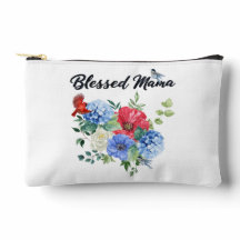 Maman bénie avec des fleurs et des oiseaux rouges/