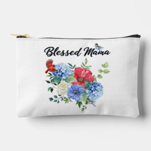 Pochette À Accessoires Maman bénie avec des fleurs et des oiseaux rouges/
