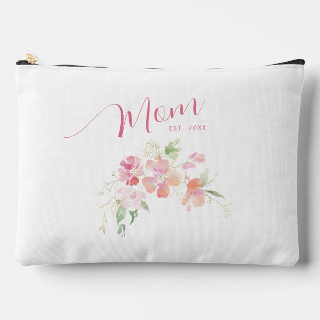 Pochette À Accessoires Maman Etablie Rose Push Aquarelle Florale (Recto)