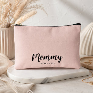 Pochette À Accessoires Maman Noms d'enfants de maman moderne Rose poudr