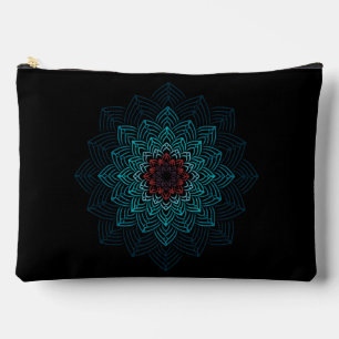 Pochette À Accessoires Mandala Fleur Aqua et Rouge