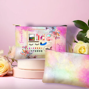 Pochette À Accessoires Maquillage Fleurs Féminines et Roses Marbrés