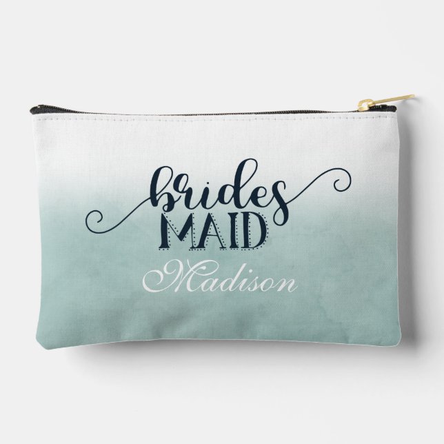 Pochette À Accessoires Mariage d'aquarelle Navy Blue Aqua Ombre Bridesmai (Verso)
