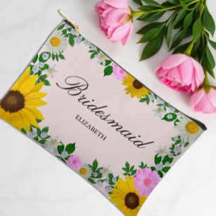 Pochette À Accessoires Mariage Floral de Tournesol Rustique Daisy