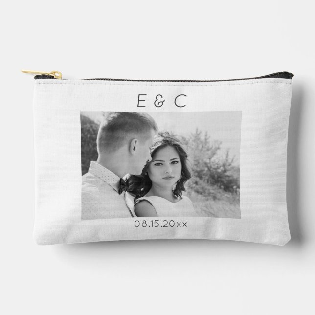 Pochette À Accessoires Mariage photo noir et blanc (Recto)