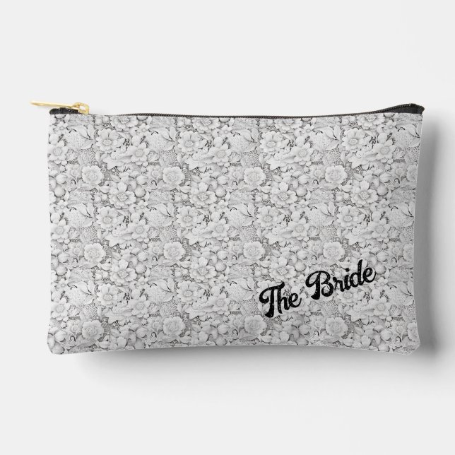 Pochette À Accessoires Mariées personnalisable Floral (Recto)