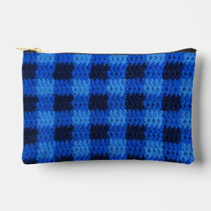 Pochette À Accessoires Marine Royal Blue Shades Plaid Artisan Crochet Imp