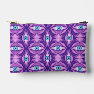 Pochette À Accessoires Maximalist Abstract Botanical Eye Pattern Purple