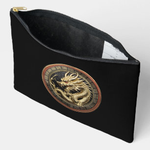 Pochette À Accessoires Médaillon de dragon sacré oriental en or