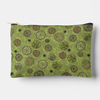 Pochette À Accessoires Médaillons de roue dentée Steampunk verts