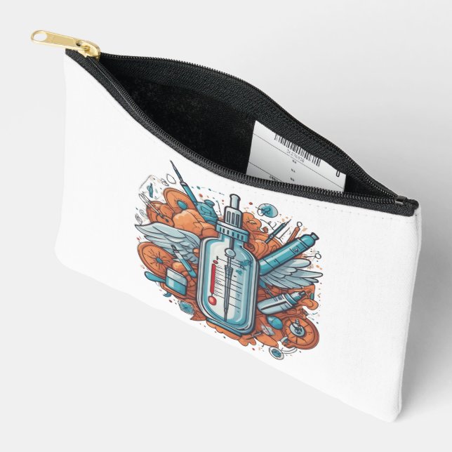 Pochette À Accessoires Medical Vial Art – Syringe & Pill Bottle Wings  (Ouvrir)