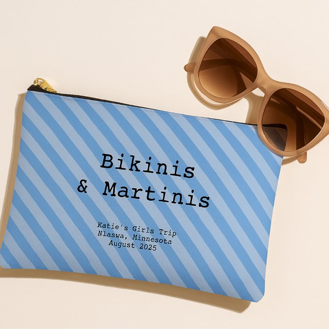 Pochette À Accessoires Mediterranean Blue Striped Bridesmaid Bachelorette (Créateur téléchargé)
