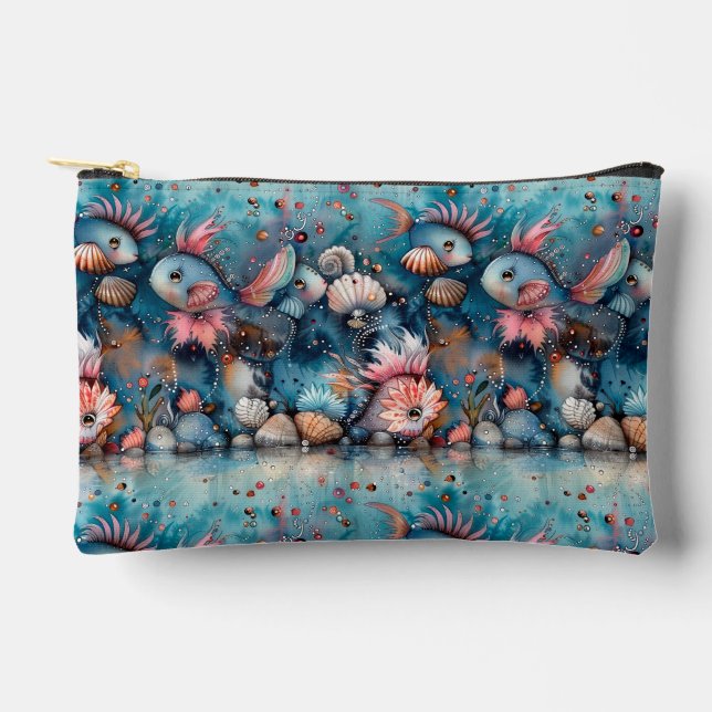 Pochette À Accessoires Mer savonneuse habitants de poissons amusants (Recto)